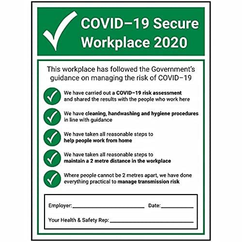 V Safety V Safety CV191BC-R Vsafety COVID-Secure Workplace 300 mm x 400 mm - 1 mm stijve kunststof, 300 mm x 400 mm