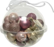 Decoris Kerstballen - 30x st - roze/champagne - D3 cm - kunststof