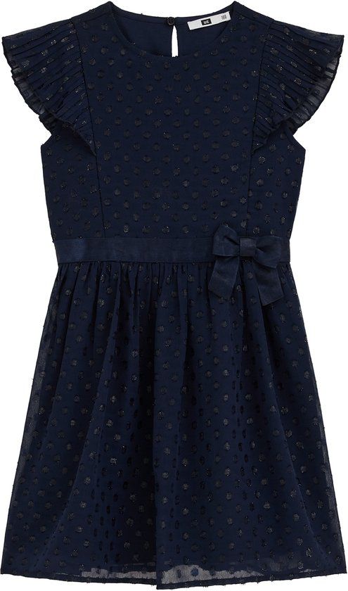 WE Fashion Meisjes jurk met structuur - Navy blue - Maat 98/104