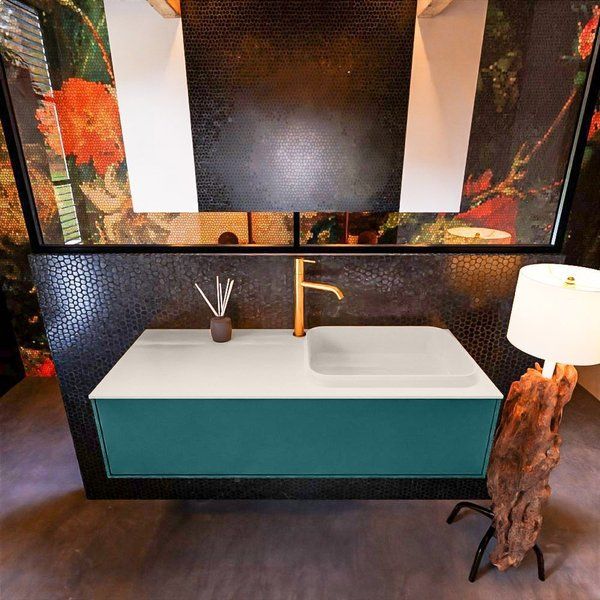 Mondiaz ERIN 120cm badmeubelset onderkast Smag met 1 lade + Wastafel RIDGE rechts Linen