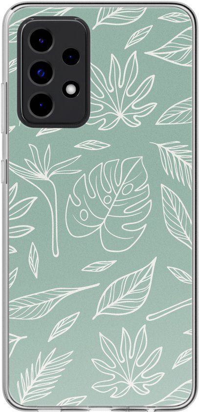 imoshion Hoesje - Geschikt voor Samsung Galaxy A52 (4G) / A52s / A52 (5G) - Design hoesje - Leaves Line-Art