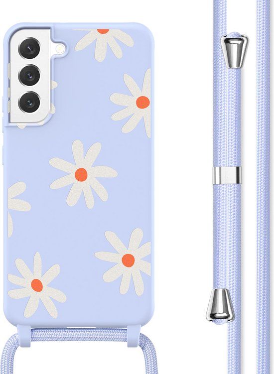 iMoshion Hoesje Samsung Galaxy S22 Plus - Siliconen Design Hoesje met Koord - Lila Flower Distance