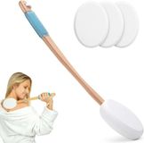 Merkloos / Sans marque Paws & Crafts B.V. Lichaamsborstel Set - Badborstel - Rugborstel Douche met Steel - 45cm - Blauw - Hout