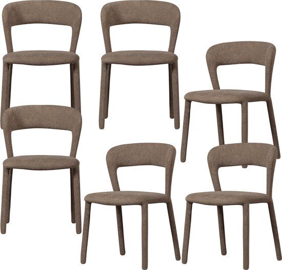 BePureHome Noble Eetkamerstoelen - Taupe - Set van 6 - Industrieel