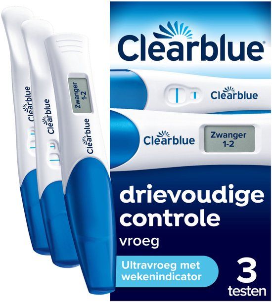 Clearblue Ultravroege Zwangerschapstest Drievoudige Controle met Datum Combo-pakket - 3 Testen
