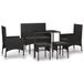 vidaXL 6-delige Loungeset met Kussens, Poly Rattan, Zwart