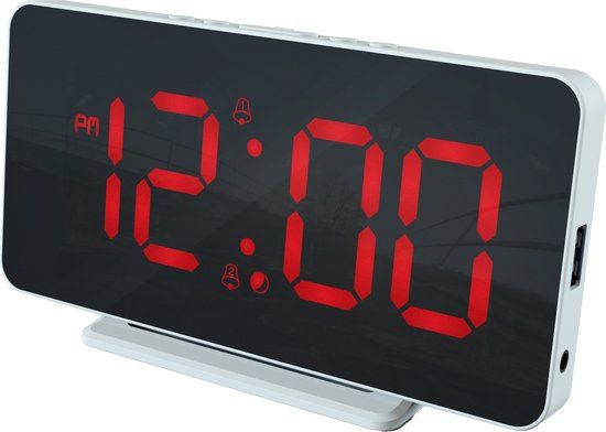Caliber HCG022 Digitale Wekker - Wit met Rood Display - USB Oplader