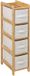5Five Opbergkast met 4 polyester manden - 4 lagen - bamboe - beige - 19 x 33 x 78 cm