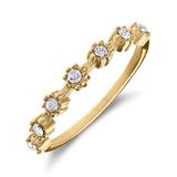 Lucardi Dames Stalen goldplated vintage ring met wit zirkonia
