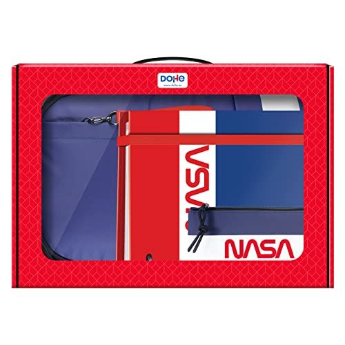Dohe - Geschenkkoffer - rugzak, reservemap en drievoudige tas - Nasa - vlag