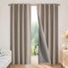 Joydeco Natuurlijke linnen gordijnen, 228,6 cm lang, 1 paneelset, burg, 100% verduisterend terrasdeurgordijn, kamerverduisterende schuifdeurgordijnen, thermisch geïsoleerd achterlipje met roedezak