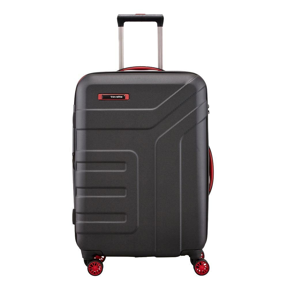 travelite Vector 4 Wiel Trolley M Expandable black Harde Koffer Zwart