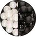Decoris Kaemingk B.V. 32x stuks kunststof kerstballen mix van parelmoer wit en zwart 4 cm