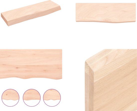 vidaXL Wandschap - 60x20x4 cm - onbehandeld - massief - eikenhout