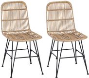 vidaXL Eetstoel 2 stuks Riet en Staal Naturel 41 x 55 x 85 cm