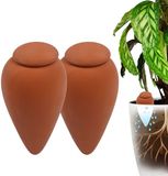 Merkloos Relaxdays Waterdruppelaars - set van 2 - 350 ml - met deksel - keramiek - terracotta
