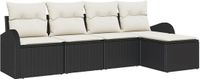 vidaXL Bankstel Zwart en Wit Polyrattan