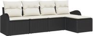 vidaXL Bankstel Zwart en Wit Polyrattan