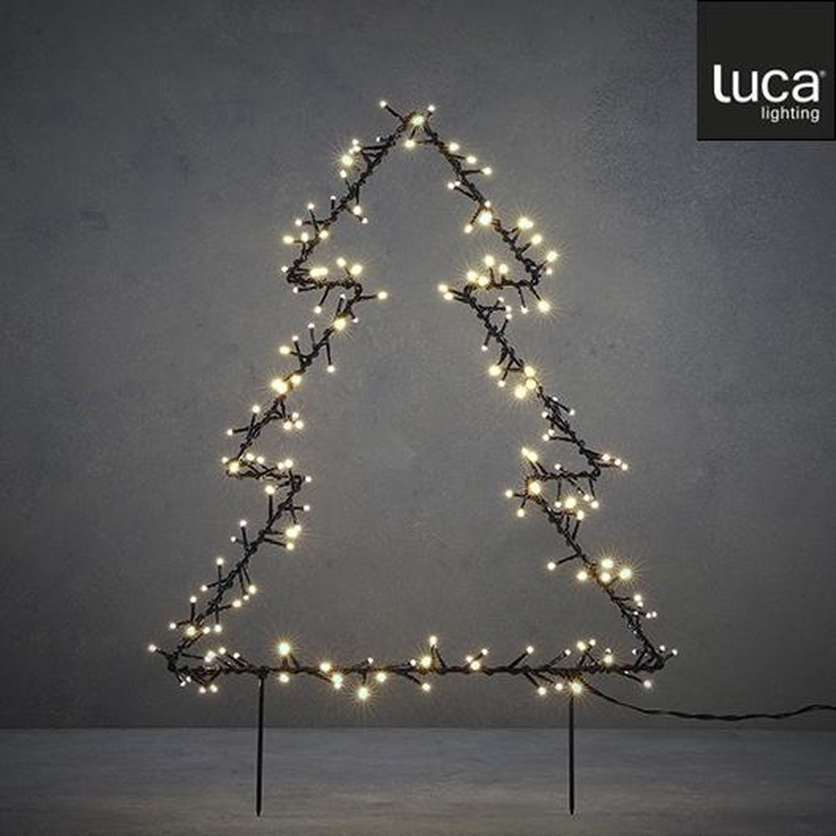 Luca lighting Garden d'Light Kerstboom Tuinsteker met Witte LED Verlichting - L53 x H75 cm - Zwart