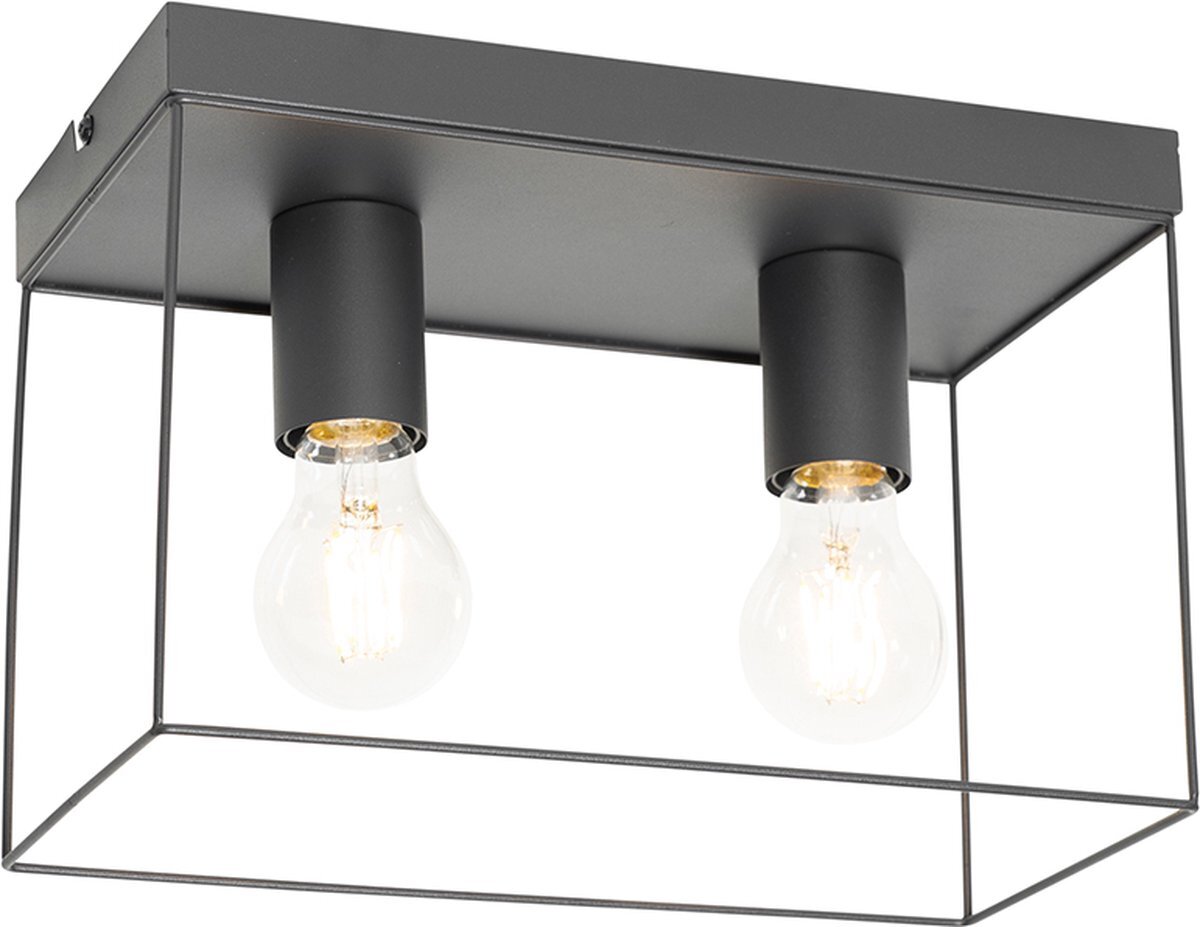 QAZQA kodi - Moderne Plafondlamp - 2 lichts - L 30 cm - Zwart - Woonkamer | Slaapkamer | Keuken