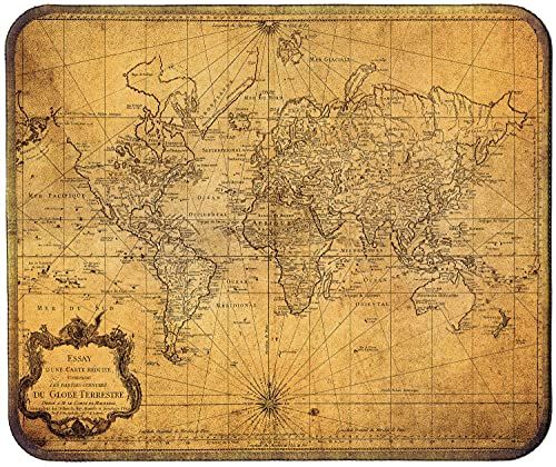 Silent Monsters Muismat Grootte S (24 x 20 cm) - Wereldkaart - Genaaide Rand - Antislip