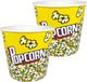 Concorde Popcorn bak - 2x - geel/wit - kunststof - D21 cm - 4.7 liter - herbruikbaar