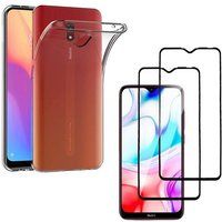 Phonillico® Hoesje voor Xiaomi REDMI 8A en 2 geharde glazen