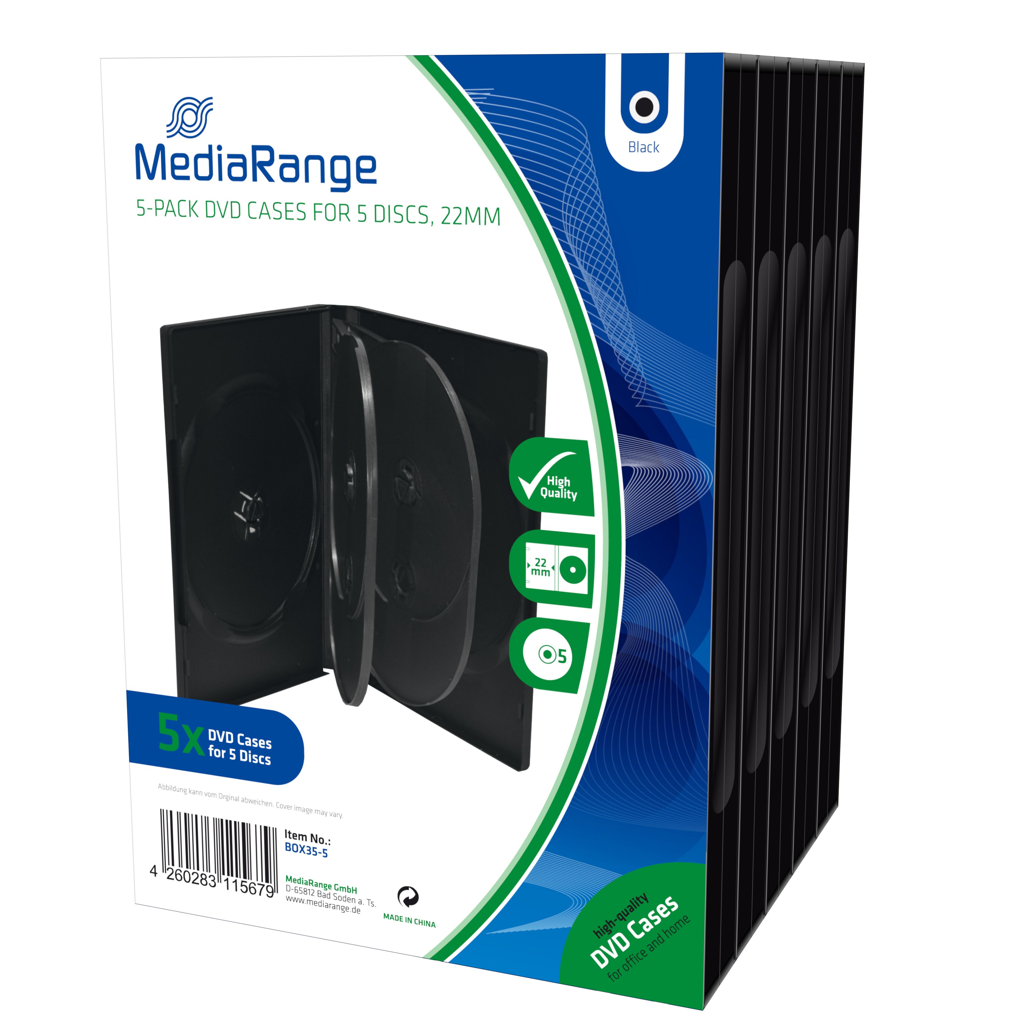 MediaRange BOX35-5 CD-doosjes zwart