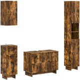 vidaXL - 4-delige Badkamerkast Set EDE Gerookt eiken Bewerkt hout