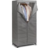 Merkloos / Sans marque Mobiele opvouwbare kledingkast - 3x stuks - met grijze hoes - 75 x 50 x 160 cm - bijzet kast - camping