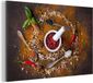 MuchoWow Wanddecoratie Metaal - Aluminium Schilderij Industrieel - Vijzel - Kruiden - Lepels - Specerijen - Bruin - Peper - 120x80 cm - Dibond