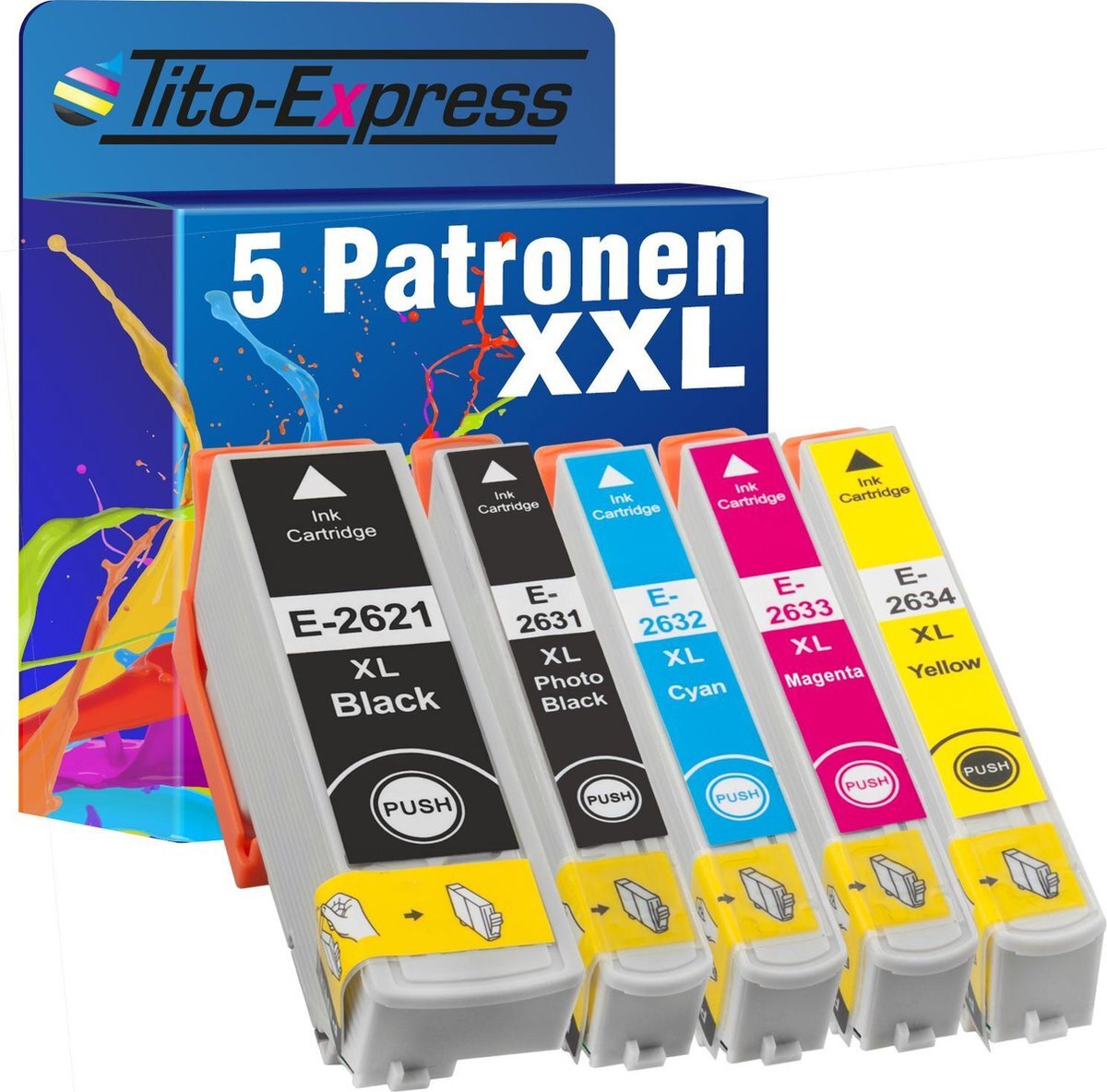 Tito Express PlatinumSerie 5x cartridge alternatief voor Epson T2621-T2634 26 26XL