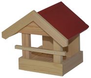 Dehner Natura Kaja voederhuis voor wilde vogels, ca. 21,5 x 22 x 21,5 cm, grenenhout, rood/naturel