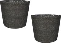 Ter Steege Set van 4 plantenpotten Jute/Zeegras Grijs 22x19 cm