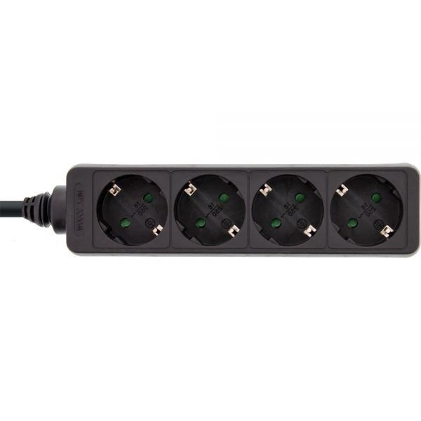 Inline 4-voudige stekkerdoos - zwart - 1,5 meter