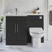 Cluo meuble vasque et combinaison WC noir gris avec toilette, réservoir dissimulé et vasque | poignées chromées | version gauche