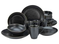 CreaTable, 22699, serie Industrial Gold Black, 16-delige serviesset voor 4 personen, combiservies van aardewerk, vaatwasser- en magnetronbestendig, kwaliteitsproductie