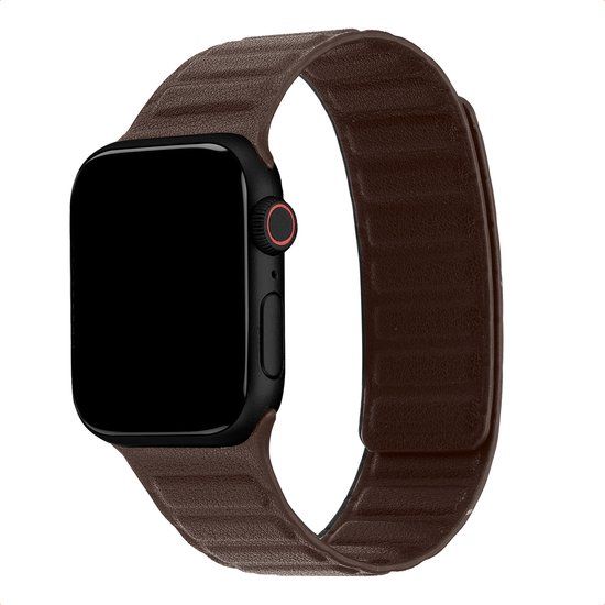 Accezz Magnetisch echt lederen bandje voor de Apple Watch | 44/45/46/49 mm - Chocolate Brown