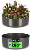 KADAX Kunststof bloempot, ronde kom, bloempot, bloempot, kunststof kom voor vensterbank, tafel, woonkamer, bloempot (diameter 26 cm, grafiet)