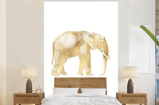 Nr1Wallpaper Behang - Fotobehang Olifant - Vintage - Goud - Breedte 155 cm x hoogte 240 cm