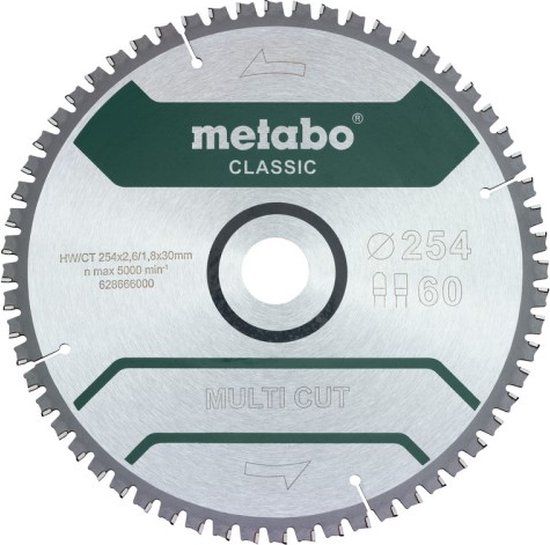 Metabo MULTI CUT CLASSIC Zaagblad - 254 x 30 x 1.8 mm - 60 tanden