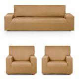 Eysa Luz elastische bankovertrek, set Trio 3 + 1 + 1-zits, mosterdkleurig