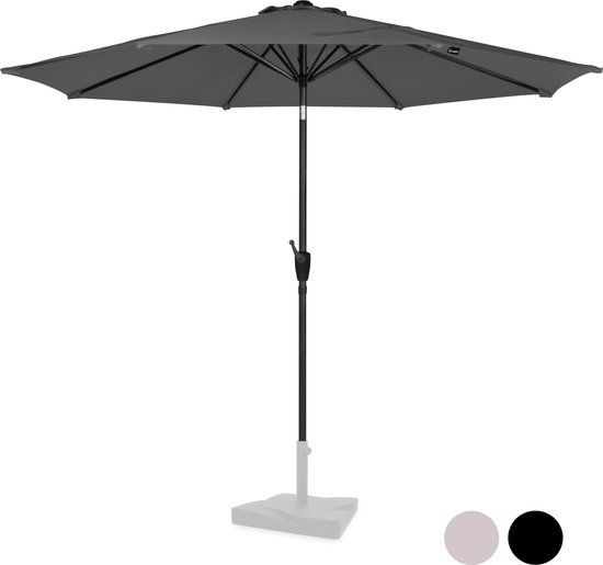 VONROC Recanati Stokparasol Ø300cm - Grijs - Kantelbaar - Incl. beschermhoes