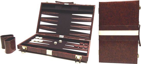 HOT Games Backgammon Koffer Bruin - Denkspel voor Volwassenen - Hout & Kunststof - 2 Spelers - Standaard editie