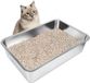 Merkloos Goodivery Grote kattenbak van roestvrij staal (60 x 40 x 15 cm)