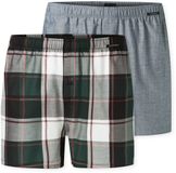 Schiesser Heren Boxershorts 2-Pack - Grijs/Groen/Zwart/Wit - Gemeleerd - 3XL