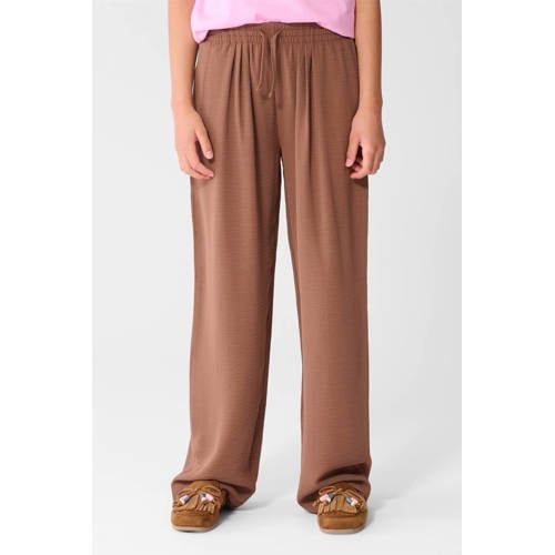 Shoeby wide leg high waist casual broek bruin