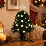 Lumineo Fiber Optic kunst kerstboom - 45 cm - 45 led sterren - met verlichting - 8 lichtfuncties