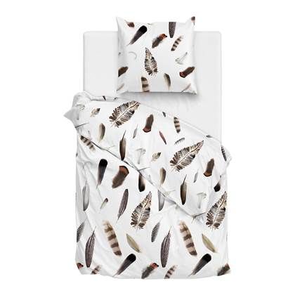 Zo!Home Chester Dekbedovertrek - 140 x 200/220 cm - Wit/Bruin
