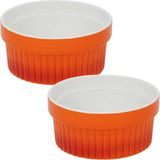 Excellent Houseware Creme brulee schaaltjes - 10x stuks - oranje - D11 cm - porselein - Tapas schaaltjes - 200 ml